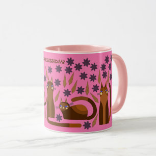 CANECA PINK CAT MUG PARA ANIVERSÁRIO