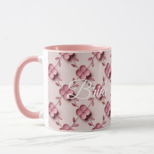 Caneca Pink Cherry Blossoms Bride Combo Rosa Pink (Esquerda)