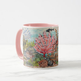 Caneca Pink Coastal Chic Sea Life Ocean Beach Marine Mug