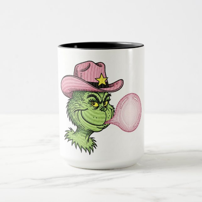Caneca Pink Cowgirl Grinch Mug, Sassy Christmas Cup (Centro)