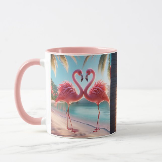 Caneca Pink Flamingo Love Tropical Beach Sun (Esquerda)
