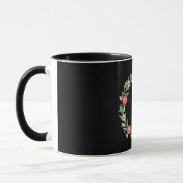 Caneca Pink Floral Christmas Wreath Mug | Joy