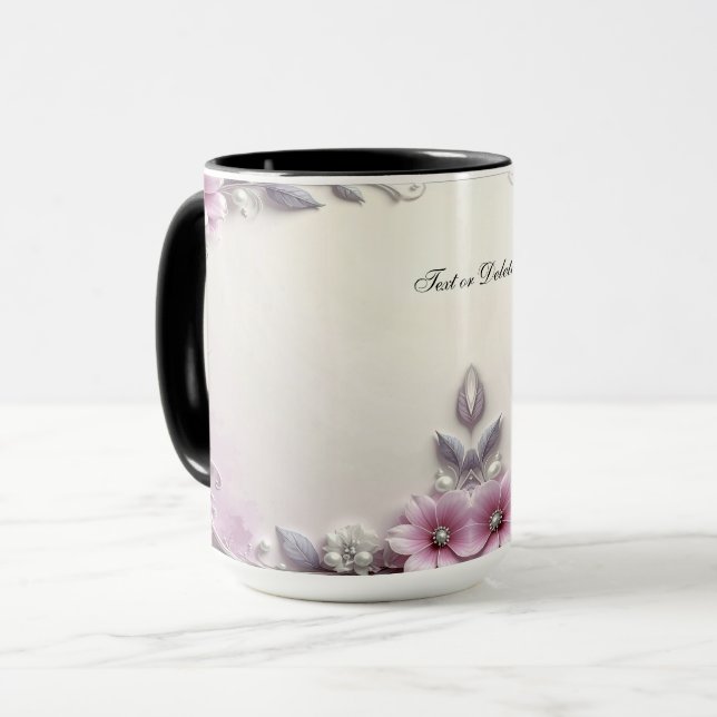 Caneca Pink Floral Frame Mug (Frente Esquerda)