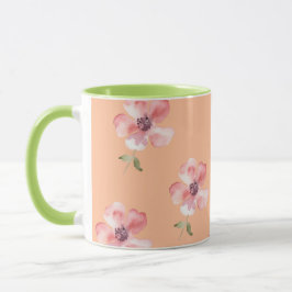 Caneca Pink Floral Mug – Orange Pastel Pattern