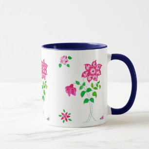 Caneca Pink Flower Ringer Mug