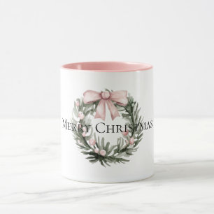 Caneca Pink Green Wreath Natal