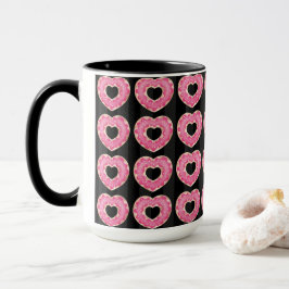Caneca Pink Heart Doughnut Coffee Mug