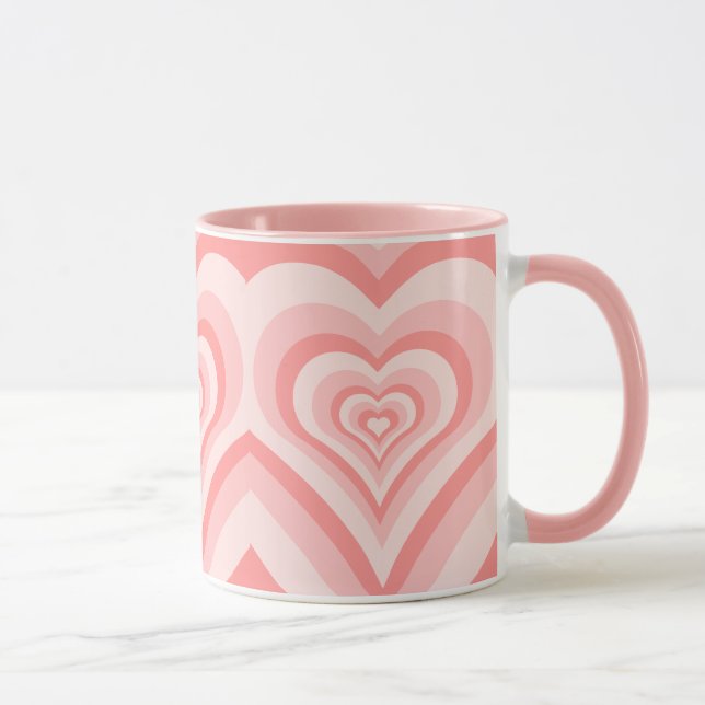 Caneca Pink Heart Gradient Pattern – Cute Girly Love (Direita)