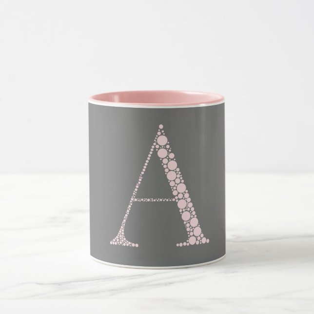 Caneca Pink Letter A Mug – Light Pink Minimal Monogram  (Centro)