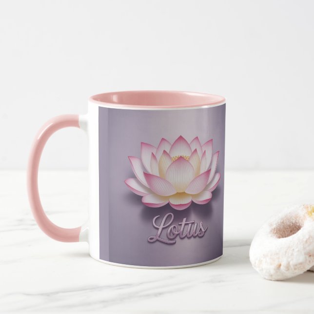 Caneca Pink Lotus Flower Meditation Mug (Com Donut)