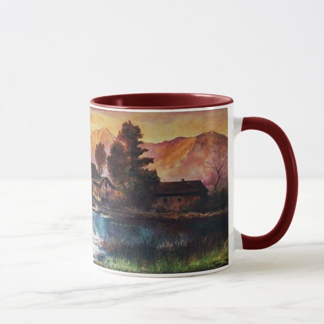 CANECA PINK MONTANHAS LAKE ALPINE SUNSET LANDSCAPE (Direita)