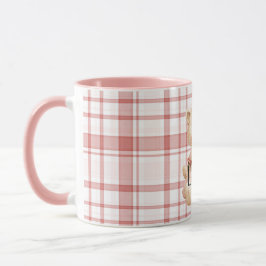 Caneca Pink Plaid Stripes Cat