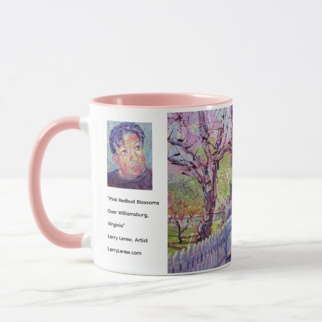 Caneca Pink Redbud Tree Blossoms At Williamsburg Virginia (Esquerda)