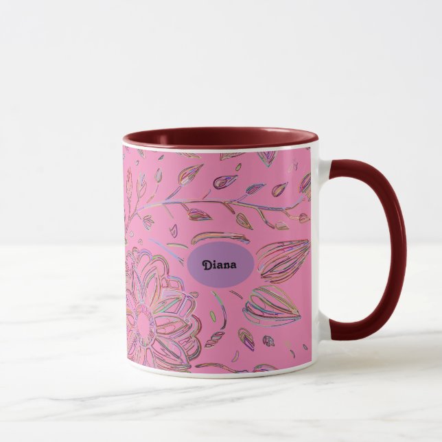 Caneca Pink & Sketch Flores Mug (Direita)