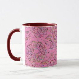 Caneca Pink & Sketch Flores Mug