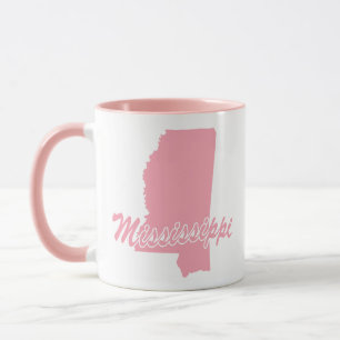 Caneca Pink State Of Mississippi Shape Mug