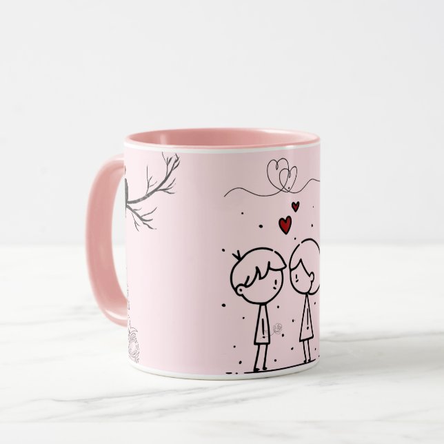 Caneca Pink Valentine’s Day Monogram Coffee Mug (Frente Esquerda)