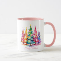 Pink Watercolor - Mug de Árvore de Natal