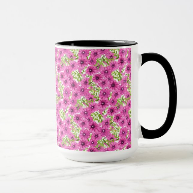 Caneca Pink watercolor petunia (flor) (Direita)