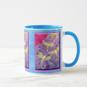 Caneca pintada seda da libélula