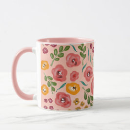 Caneca Pintado manualmente Blush Nome Rosa Monograma Mug
