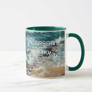 Caneca Pintagem do tema Areia e Ondas de Praia