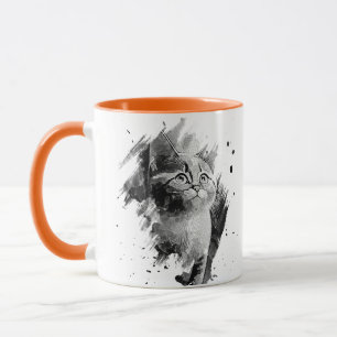 Caneca Pintar preto e branco Mug de gato personalizável