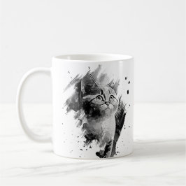 Caneca Pintar preto e branco Mug de gato personalizável