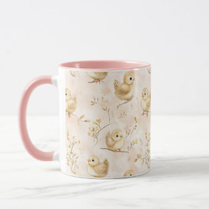 Caneca Pintinhos De Bebê Cachorros Pink Pastel Watercolor
