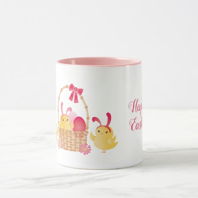 Caneca Pintinhos Felzs pascoa Rosa (Centro)