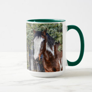Caneca Pinto Paint Stallion & Evergreen Trees