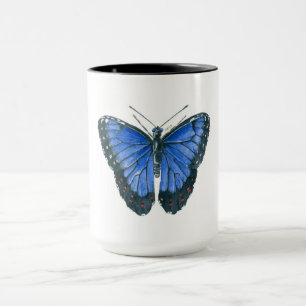 Caneca Pintor aquoso da borboleta Azul Morpho