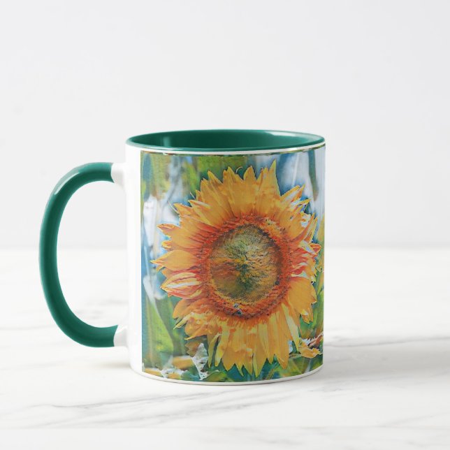 Caneca Pintor de girassol amarelo alaranjado (Esquerda)