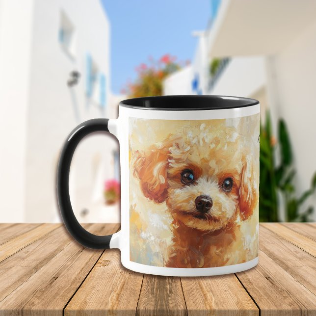 Caneca Pintor Impressionista do Cachorro de Poodô Apricot (Criador carregado)