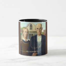 Caneca Pintura a óleo gótico americana das belas artes
