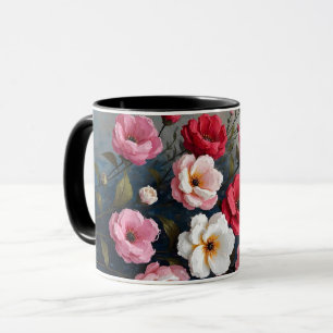 Caneca Pintura abstrata de flores estilizadas