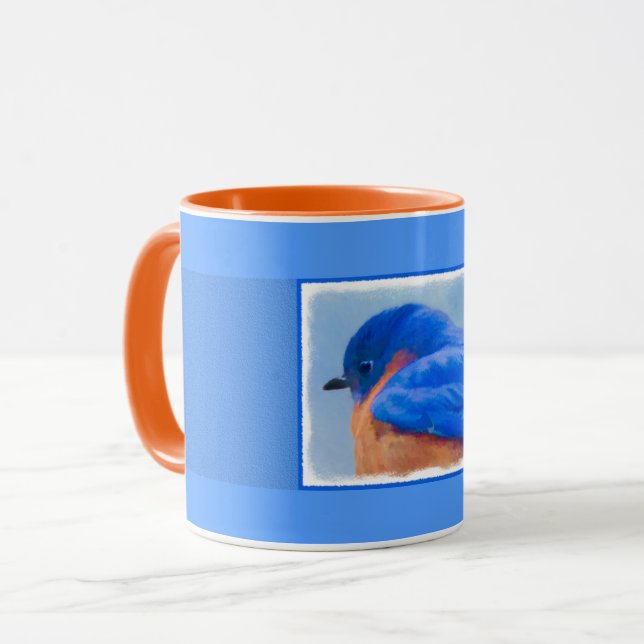 Caneca Pintura Bluebird - Arte Original para Pássaros (Frente Esquerda)