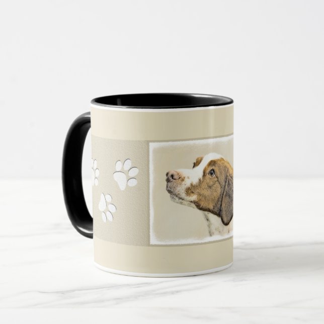 Caneca Pintura Brittany - Arte Cachorro Original Bonita (Frente Esquerda)