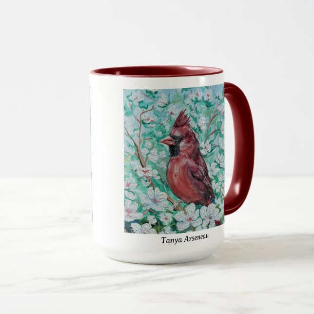 Caneca Pintura Cardinal Vermelha (Frente Esquerda)
