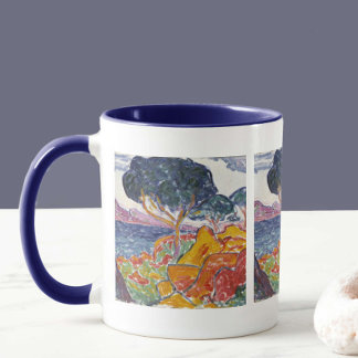 Caneca Pintura Colorida de Paisagem Vintage Mountain