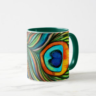 Caneca Pintura Colorida De Pássaros Fogo De Peacock