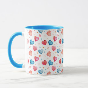 Caneca Pintura da Mão de Aquarela em Forma de Coração