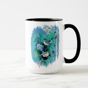 Caneca Pintura de Aves Azuis de inverno