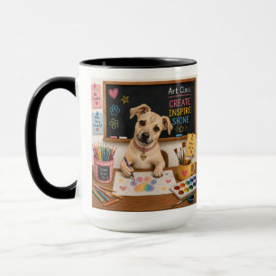 Caneca Pintura de cachorro simpático da escola Ilustração