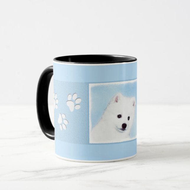 Caneca Pintura de Cão no Esquimó Americano - Arte de Cão  (Frente Esquerda)