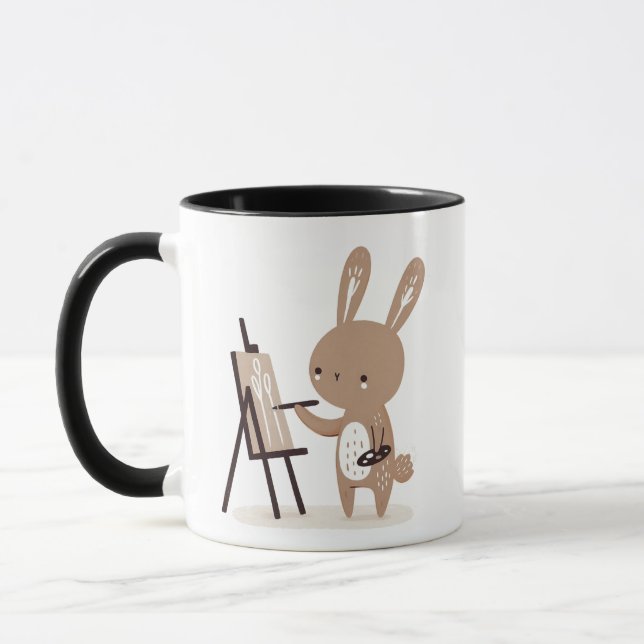 Caneca Pintura de coelho artístico em uma casca (Esquerda)