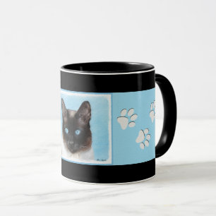 Caneca Pintura de Gatos Siameses - Arte de Gato Original