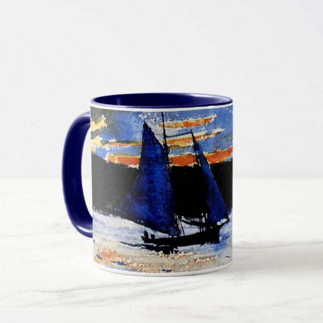 Caneca Pintura de Gloucester Sunset em Winslow Homer (Frente Esquerda)