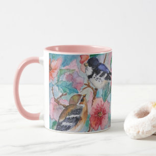Caneca Pintura de Mug com Pássaros Primavera de Sparrows