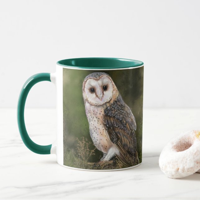 Caneca Pintura de Mug no Coruja do Barn Ocidental (Com Donut)